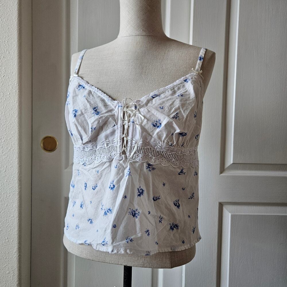 Y2K Victoria's Secret Cami Tank White Floral Print Medium